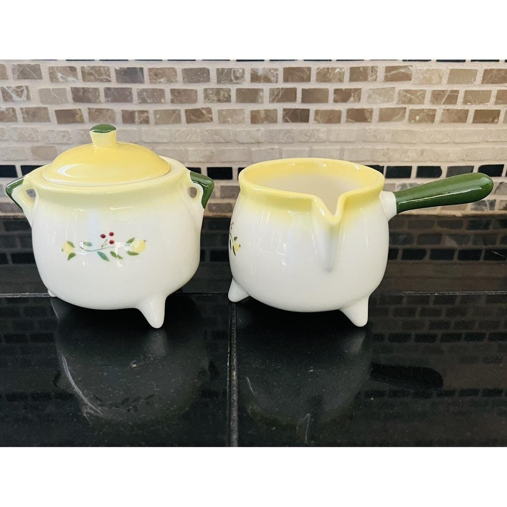 Vintage Brock of California Sugar‎ Bowl and Creamer Pottery Farmhouse Rooster